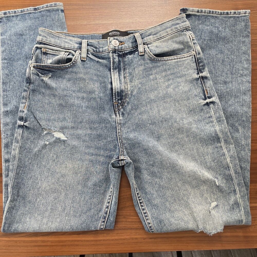 Hudson Jeans Women Size 29 Holly Straight High Rise Distressed‎ Blue